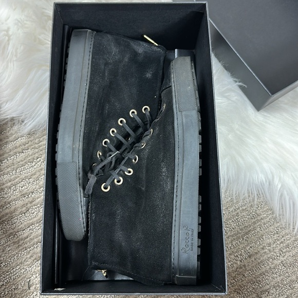 Rocco P. Women's Black High-Top Suede Lace up Shoes with Zipper in Back 37/ 6.5 - Picture 8 of 8